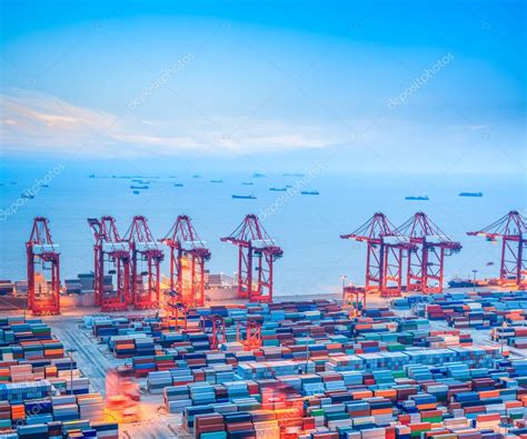 shanghai container terminal at dusk — Stock Photo © chungking #36560449