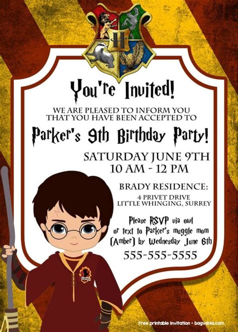 Harry Potter Birthday Invitations Printable