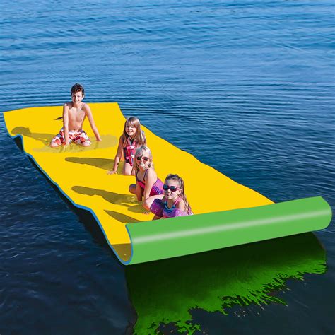 3-Layer Portable Float Water Mat, 12 x 6 ft Fun Reversible Floating ...