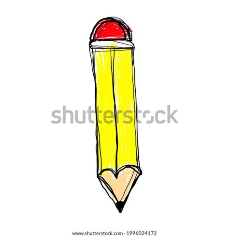 Doodle Yellow Pencil Drawing By Kid Stock Illustration 1996024172 | Shutterstock