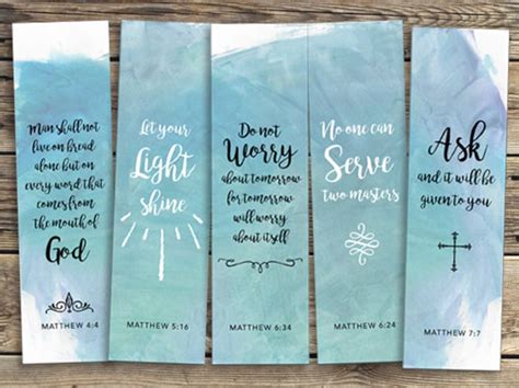 Printable bookmarks cards BIBLE VERSES Scripture Art MATTHEW | Etsy