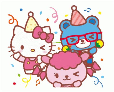 Hello Kitty Sticker - Hello Kitty Happy - Discover & Share GIFs Hello Kitty Birthday, Birthday ...