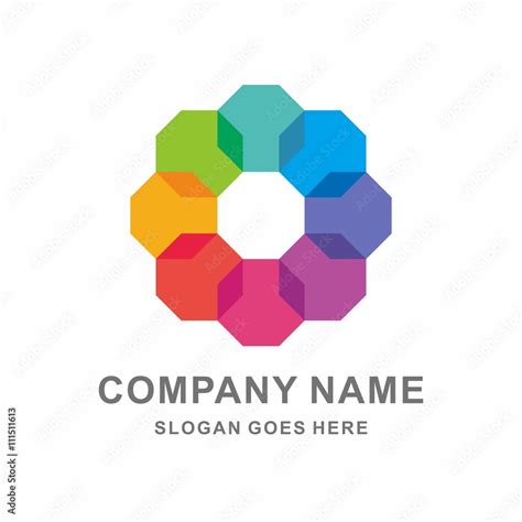 Geometric Colorful Octagon Vector Logo Template Stock Vector | Adobe Stock