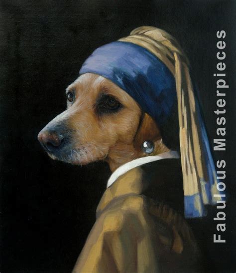 Lovely Labrador #dog painted as Vermeer's Girl with a Pearl Earring by Fabulous Masterpieces ...