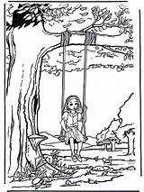 Girl on Swing  Summer Spring coloring Pages Coloring Cool sketch template