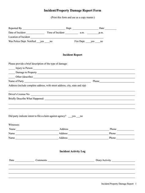 Incident/Property Damage Report - Fill and Sign Printable Template Online | US Legal Forms