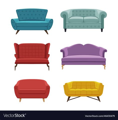 Comfortable sofa and couch for apartment Vector Image