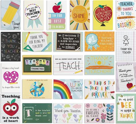 【24 Pack】 Thank You Card for Teacher- Cute Teacher Appreciation Cards ...