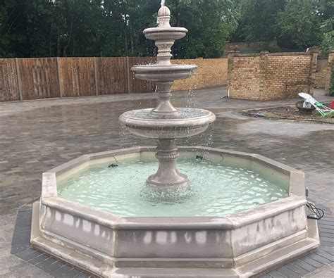 3 Tiered Edwardian Fountain with Large Fronteir Pool Surround - Stone Garden Ornaments & Garden ...