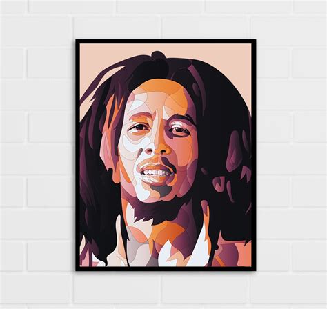 Bob Marley Poster Wall Art Portrait Reggae Print - Etsy