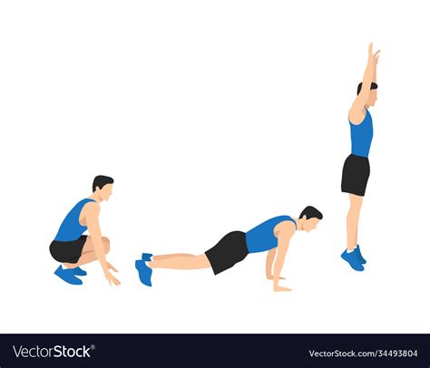 Man doing squat thrust burpee Royalty Free Vector Image