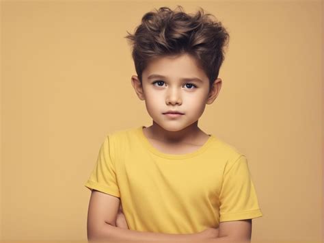 Premium AI Image | A cute boy with nice hairstyle and yellow clothes