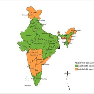 India state map with adjusted odds ratios and significance of... | Download Scientific Diagram