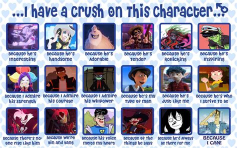 My Fictional Crushes/Husbandos meme by puresthope125 on DeviantArt