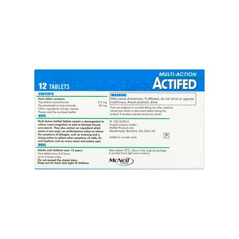 Actifed Tablets 12s - Phelan's Pharmacy