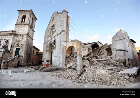 Aftermath of Italian earthquake in Norcia, Italy, following a 6.6 ...