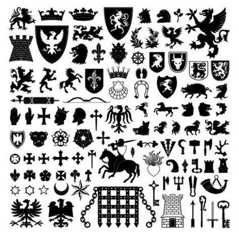 Huge Heraldry Shapes & Silhouettes Vector Pack | Design Resources | Medieval symbols, Family ...