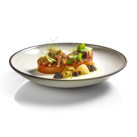 Premium AI Image | A plate of food with a white background and a black ...