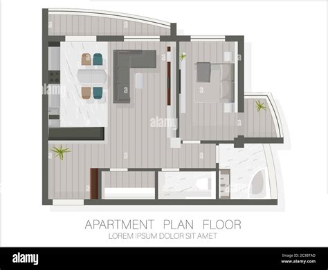 Modern apartment floor plan with top view. Sketch of a house. Vector ...