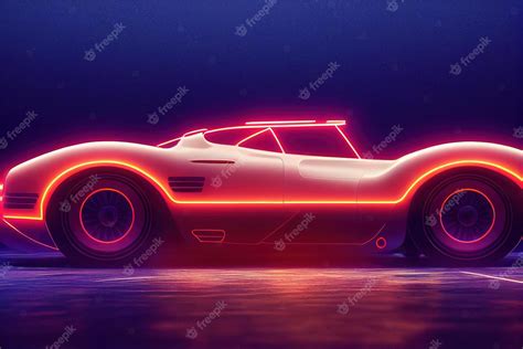 Premium Photo | Futuristic retro wave synth wave car retro sport car with neon backlight contours