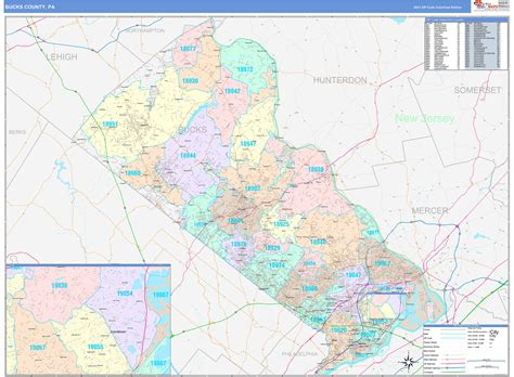 Bucks County, PA Wall Map Color Cast Style by MarketMAPS - MapSales.com