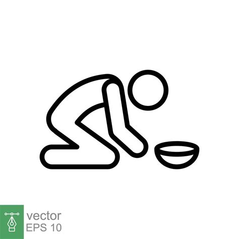 Poverty line icon. Simple outline style. Homeless, beggar, hunger and poor concept. Vector ...