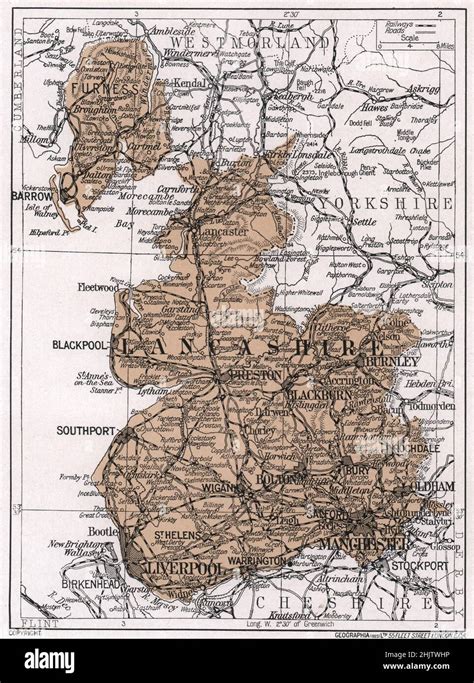 Map of Lancashire (1913 Stock Photo - Alamy