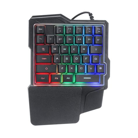 Mini one-handed wired 35 key gaming keyboard rgb led backlit usb game ...