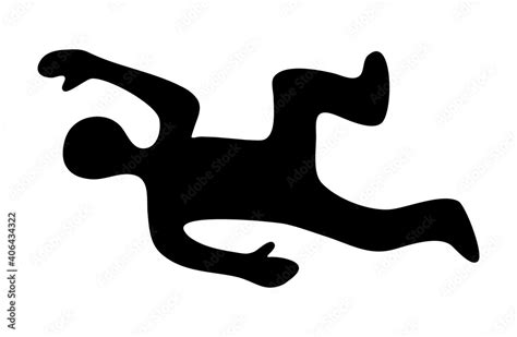 Vetor do Stock: Dead body on Crime scene silhouette icon. Black shape ...