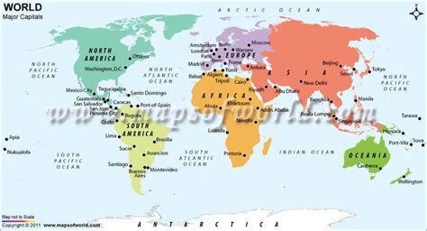 Capitals of the World | World map continents, Map, World map