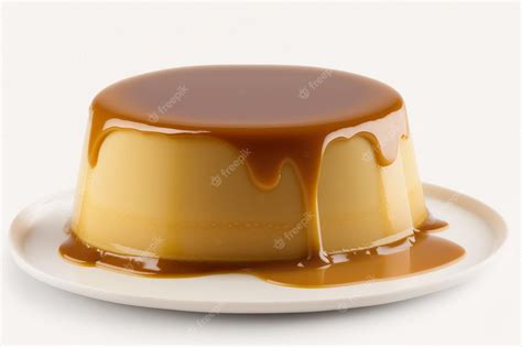 Premium Photo | A flan with caramel sauce on it isolated on white ...