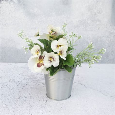 Pansy Bouquet Set In Metal Vase By Abigail Bryans Designs | notonthehighstreet.com