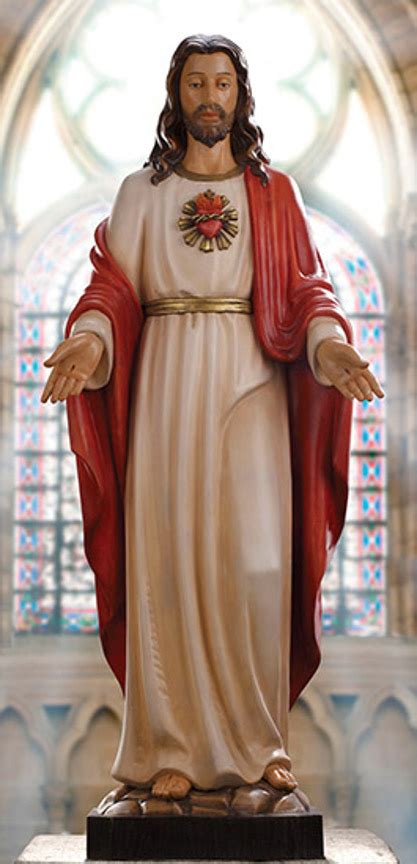 Sacred Heart of Jesus Church Statue - 48 Inch - Hand-painted Wood