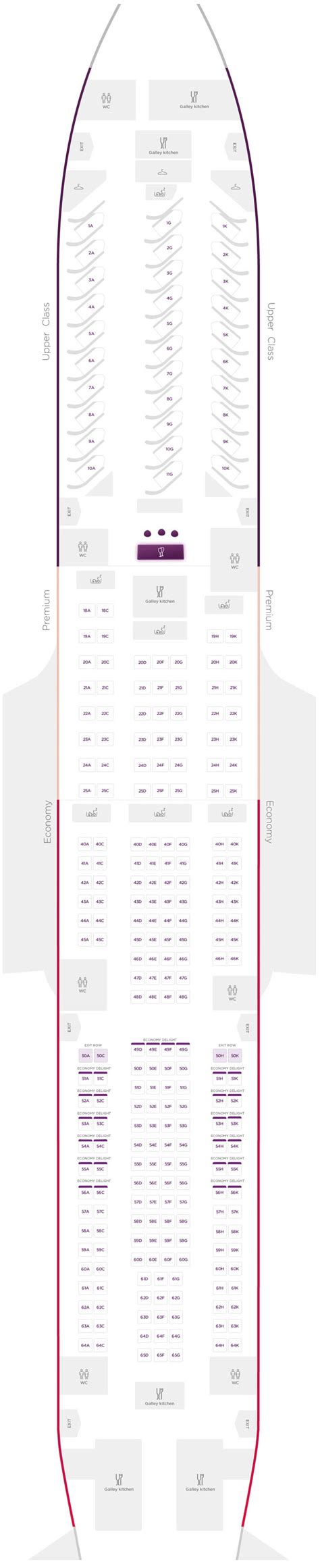 Virgin Atlantic Premium Economy Seating Plan A330 300 | Elcho Table