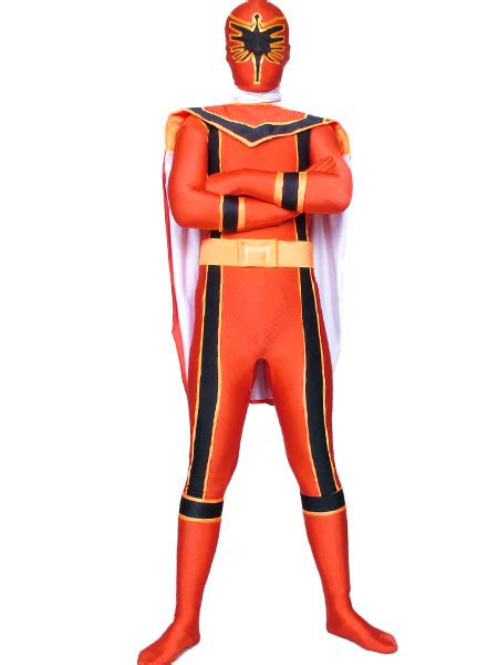 Halloween Orange Power Ranger Catsuit Zentai Spandex Superhero Costume - Milanoo.com