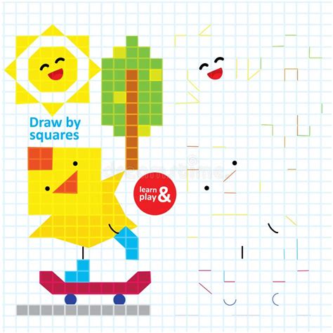 Draw Squares Child Coloring Printable Vector Game Stock Vector ...