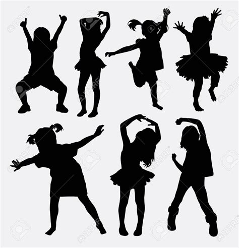 Kid, little girl dancing silhouettes Stock Vector - 46756745 | Kids silhouette, Dance silhouette ...