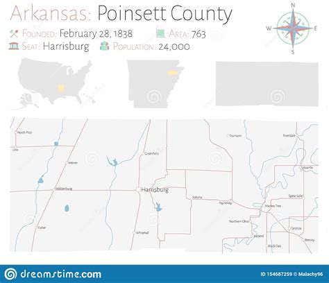 Arkansas, Poinsett County Map Vector Illustration | CartoonDealer.com #96865184