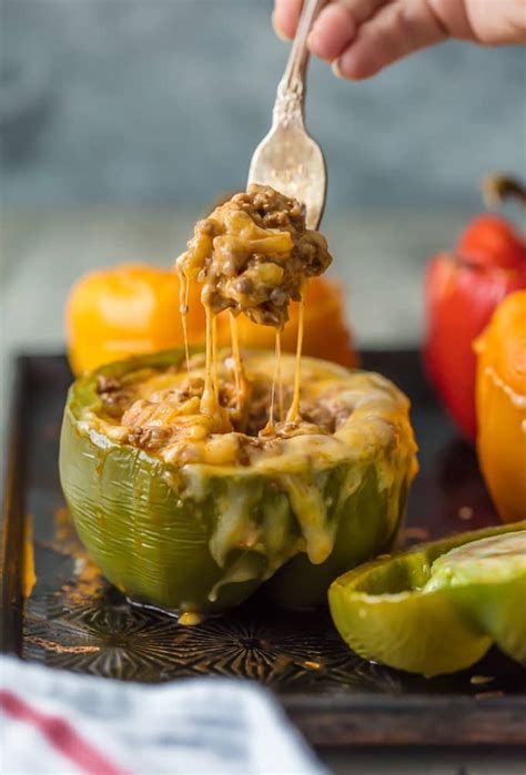 Cheesy Enchilada Stuffed Peppers - The Cookie Rookie