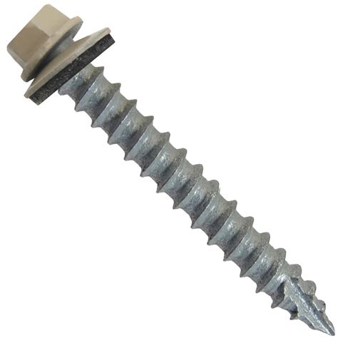 #14 Metal ROOFING SCREWS: (250) Screws x 2" SURREY BEIGE Hex Head Sheet Metal Roof Screw. Self ...