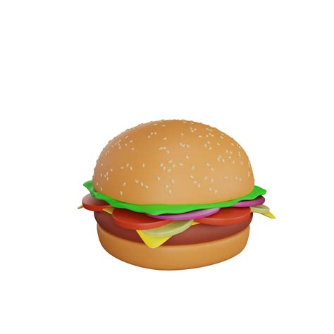 3d rendering of burger junk food icon 13995954 PNG