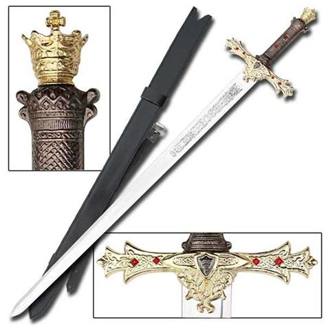 King Arthur's Excalibur Sword Gold Medieval Knight Replica-P