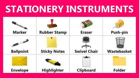 List of Stationery Items In English with Images | Office Supplies