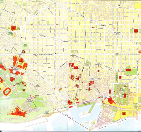 Map of Barcelona City, Spain | Barcelona tourist attractions maps ...