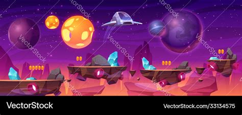 Space game platform cartoon 2d gui alien planet Vector Image