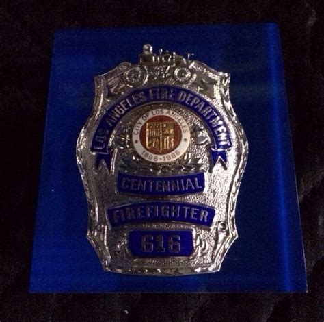 LOS ANGELES CITY FIRE DEPARTMENT RARE LAFD CENTENNIAL FIREFIGHTER BADGE ...