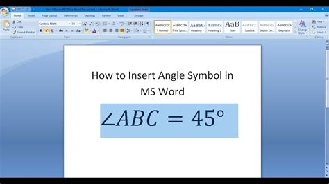 Angle Symbol In Excel