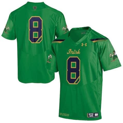 Men's Under Armour No. 8 Kelly Green Notre Dame Fighting Irish 2015 ...