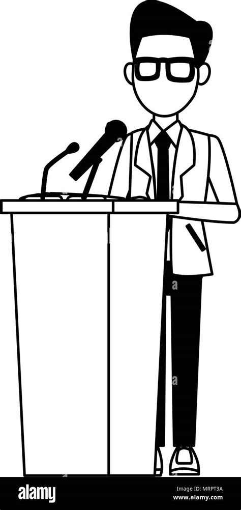 Politician speaking cartoon in black and white Stock Vector Image & Art ...