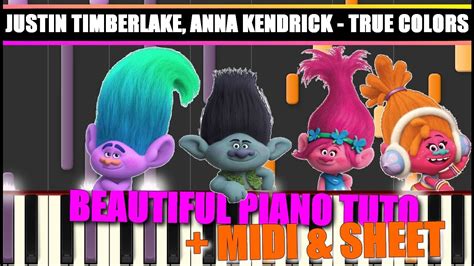 TRUE COLORS (Justin Timberlake || TROLLS) Piano Tutorial / Cover ...